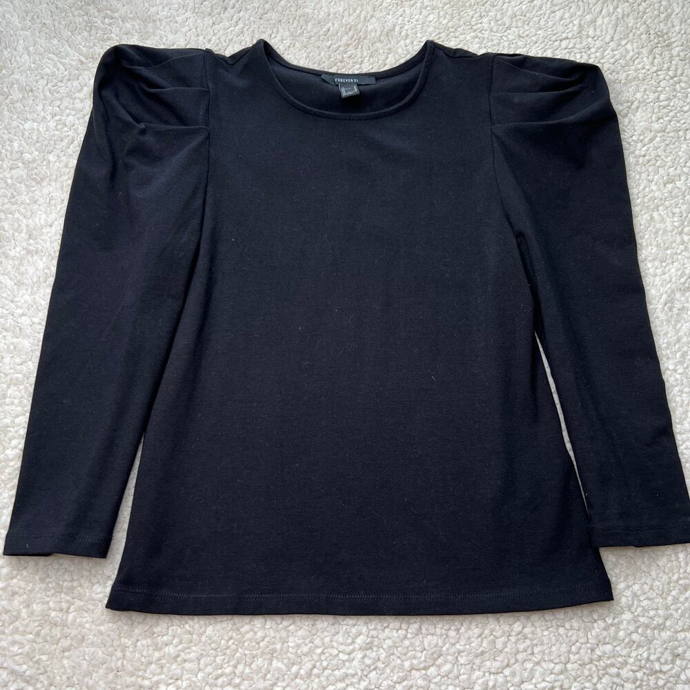 Forever 21 Black Long Sleeve Cotton Blouse Medium
